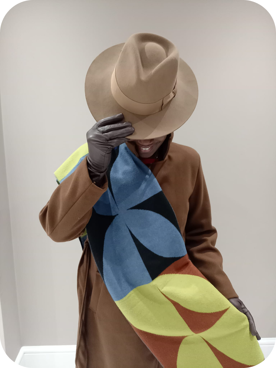 Woman wearing luxury scarf